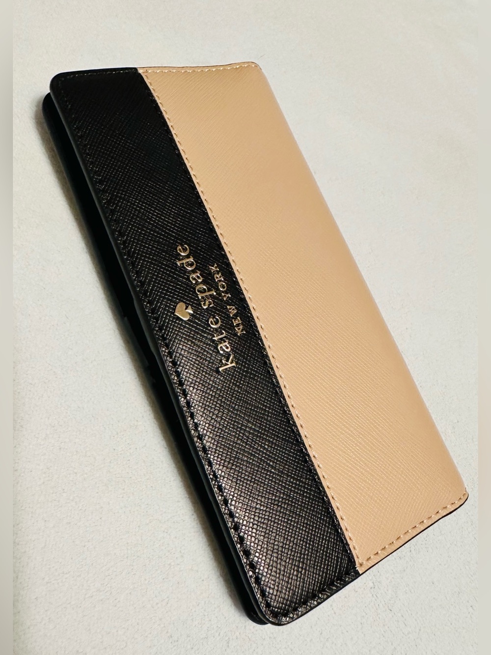 kate spade Stacy Two-Tone Black and Beige Saffiano Wallet